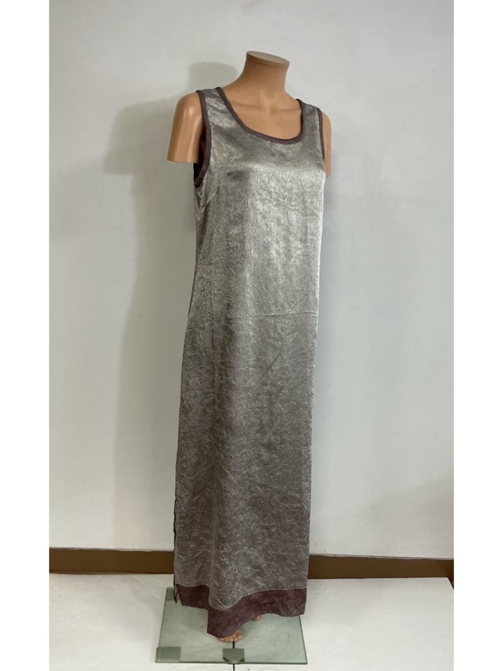 Karavan Satin Indie Maxi Dress Slip Embroidered Womens Medium